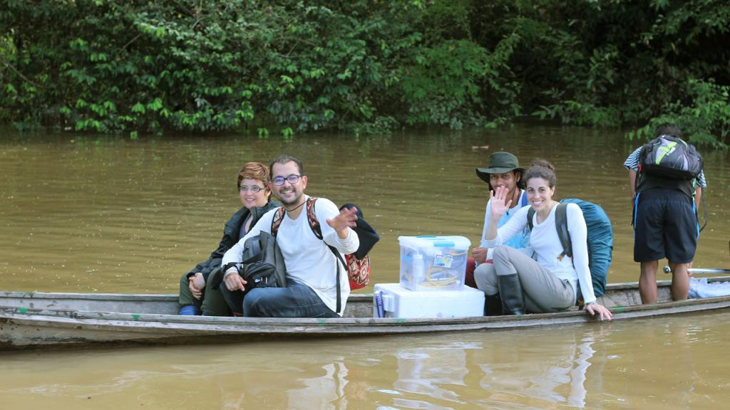 Sailing in a canoe on the Amazon River