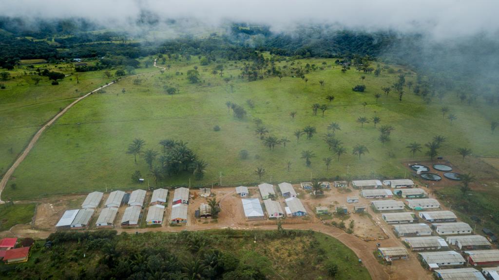 Aerial view of the first village founded by ex-combatants