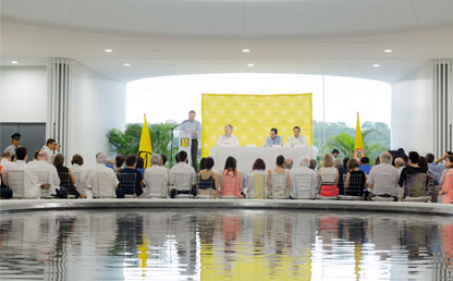 Opening ceremony of the Universidad de los Andes Caribbean campus in Cartagena on May 10, 2018.