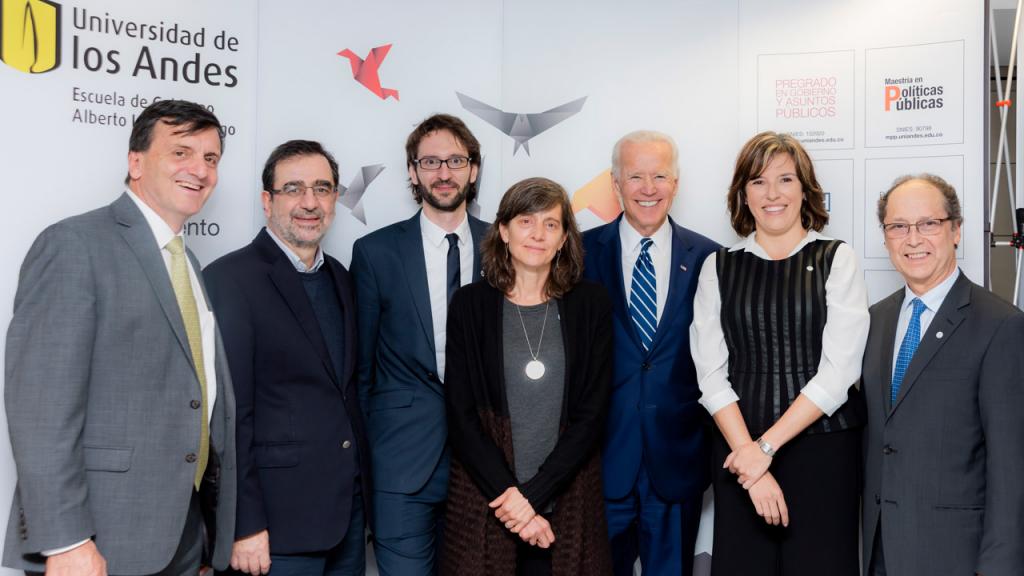 Eduardo Pizano, Hernando José Gómez, Florent Xavier René, Arlene Tickner, Joe Biden, Sandra Borda, and Jaime Ruiz.  